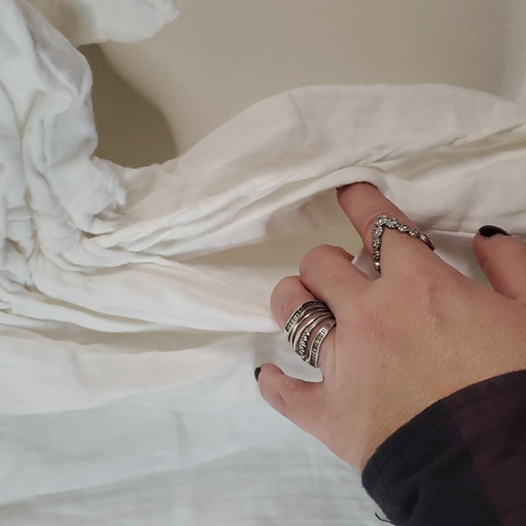 NWT Elan Oversized Cotton Tunic Top Size Small Cinched Waist White Button Down - Picture 8 of 13